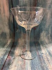 CRYSTAL ETCHED FLOWERS VTG CHAMPAGNE GLASS 7” TALL 8oz ABSOLUTELY EXQUISITE picture