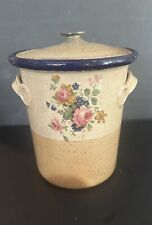MONROE SALT WORKS Art Pottery Large Chippendale￼ Rose￼ Covered Crock 8.75” picture