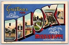 1942 Biloxi, MS Postcard-  LARGE LETTER GREETINGS FROM BILOXI picture
