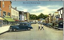 Waterville ME Maine, MAIN STREET Vintage Postcard - Theater Marquee Linen picture
