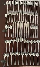 Mid Century Modern Alhambra Geometric Stainless Steel Flatware 66 Pieces picture