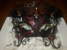 Masquerade Mask Party Black Red Halloween Handmade Steel Gothic Cosplay Sexy Eye picture