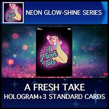 NEON GLOW SHINE SERIES-A FRESH TAKE-HOLOGRAM+3x STANDARD-TOPPS DISNEY COLLECT picture