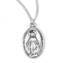 Classic Sterling Silver Oval Miraculous Medal Size 0.7in  x 0.4in picture