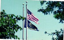 Vintage Postcard- The Flags fly over Kansas in brisk spring breeze. 1960s picture