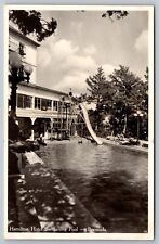 Hamilton Hotel Swimming Pool with Slide. Bermuda Real Photo Postcard. RPPC picture