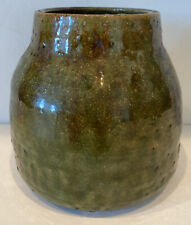 MLC SDG ‘97 Green Brown Pot Pottery Hand Painted Rare 5.5”H x 5” W See Pics picture