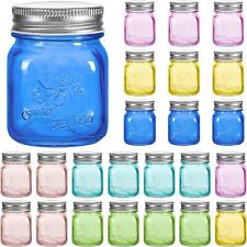 Amzcku 24pc Mini Colored Mason Jars 5 oz Metal Lids Glass jar Jam Honey BPA Free picture