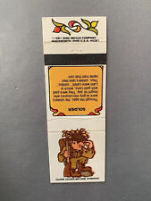 Vintage 1981 Cartoon Soldier Trivia Facts Matchbook Cover 80s Cool Groovy Vtg picture