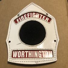 VTG WORTHINGTON FIREFIGHTER FIREMAN HELMET LEATHER FRONT BADGE SHIELD “WFD” picture