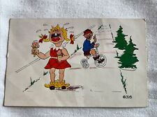 Vintage Kromekolor Comic Card Postcard Mean Little Kid picture