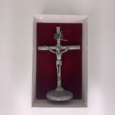 Pewter Crucifix Standing Jesus Christ on Cross INRI 6” picture