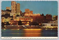 Ghirardelli Square neon sign at night, San Francisco CA California Postcard 1971 picture