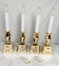 Bethlehem Lights Premium Cordless Window Candles Brushed Brass Set of 4 picture