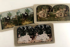 Vtg LOT 3 VICTORIAN Stereoscope StereoView Cards DOG HOUSE Cotton HORSE Humor picture