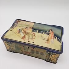 RARE Persian Royal Scene Naked Lady Tin Metal Trinket Box Hinged Lid As IS READ picture