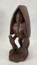 Antique African Carved Wood Folk Art Sculpture Tribal Woman Walking Statue 10” picture