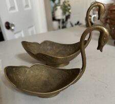 Vintage Pair Brass Geese picture