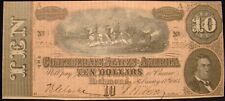 1864 CONFEDERATE $10.00 NOTE FROM F.W.MAHOOD ESTATE. OTEY'S BATTERY. CIVIL WAR. picture