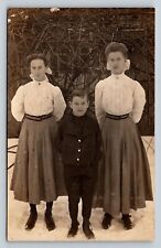 RPPC Ladies in Same Blouse & Skirt with Boy AZO 1904-1918 ANTIQUE Postcard 1536 picture