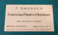 ANTIQUE VICTORIAN TRADE CARD PLUMBER HARDWARE BUFFALO NY MOVIE STAR picture