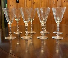 ELEGANT Vintage Crystal Stemmed Wine Glasses Set Of 8 picture