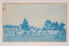Early 1900s Pine Camp Cyanotype Photo, Early Fort Drum Encampment Photo picture
