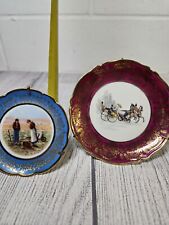 Vintage SA Porcelain Limoges France Mini Decorative Plate Pair picture
