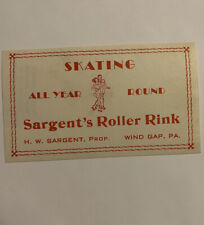 1950's Sargent's Roller Rink Sticker Wind Gap, PA. Skating Rink Label Vintage picture