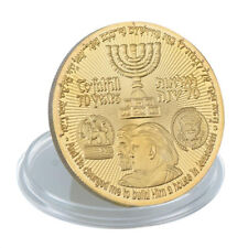 Donald Trump Gold Plated Coin King Cyrus Jewish Temple Jerusalem Israel picture