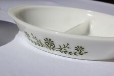 Lot of 2 Glasbake Green Daisy Vintage Divided Casserole Dish J2352 picture