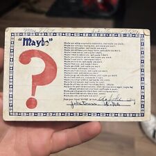 Antique 1909 Rice’s Landing PA Pennsylvania Post Card “Maybe” Comedic Card picture