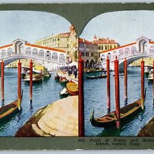 c1900s Venice, Italy Ponte di Rialto & Grand Canal Stereoview Palace Manin V35 picture