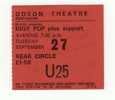 Iggy Pop Ticket Vintage Lust for Life Tour Birmingham Odeon 1977 picture
