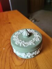 Beautiful Antique Light Green Wedgwood Round Covered  Jewelry Trinket Powder Box picture
