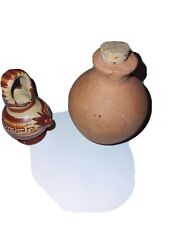 2 Minature Clay Pots Vintage Made In Mexico picture