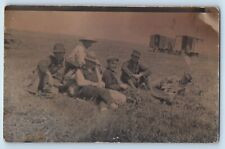 Farming Postcard RPPC Photo Crew Lunch Wagons c1910's Unposted Antique picture