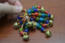 12 PCS HANDMADE SOLID BRASS BELLS WITH GLASS BEADS 5/8