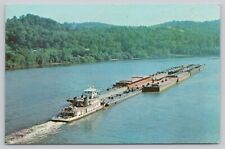 Postcard Towboat Pushing Barges Ohio River picture