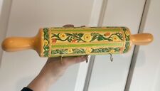 Vintage Chalkware Rolling Pin Hanging Wall Decor w/ Hooks Retro Kitchen picture