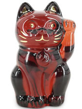 Baccarat Crystal Maneki Neko Lucky Beckoning Fortune Cat Red Gold EXCLNT 4” picture