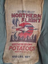 Vintage Northern Flight Burlap 100lb Potato Sack Geese In Flight Canada Goose  picture
