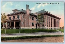 Watertown New York Postcard Jefferson County Jail Building Exterior 1914 Vintage picture