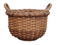 Vintage NANTUCKET Miniature WOOD BASE Basket LOOP HANDLES 2.5