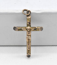 Vintage Victorian 9k Yellow Gold Crucifix Cross Pendant 1.5 Grams picture