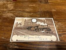 1910 Postcard Meet Me Arrival Time Train - Iowa Central Railroad Sheffield IA picture