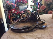 Vtg VERONESE Art Nouveau Cold Cast Bronze -Reclining Woman Jewelry-Trinket Tray picture