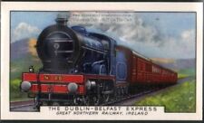 The Dublin - Belfast Express Ireland Railway 80+ Y/O Ad Trade Card picture