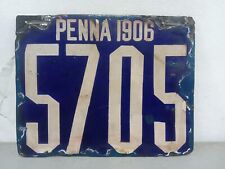 1906 PENNSYLVANIA LICENSE PLATE Porcelain First Year picture