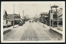 WA Long Beach SHARP RPPC 1937 MAIN STREET Cars HORSES Hotel by Wesley Andrews 25 picture